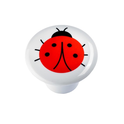 Bouton de meuble, Plastique, blanc, rouge
