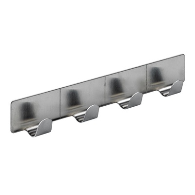 Hakenleiste selbstklebend, 4 Haken, 160 x 31 x 20 mm, Stahl Edelstahl Optik