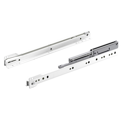 Rollschubführung Teilauszug mit integrierter Dämpfung, Nennlänge 350 mm, 20 kg, Stahl, pulverbeschichtet, weiß