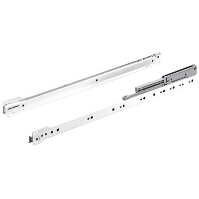Rollschubführung Teilauszug mit integrierter Dämpfung, Nennlänge 500 mm, 20 kg, Stahl, pulverbeschichtet, weiß