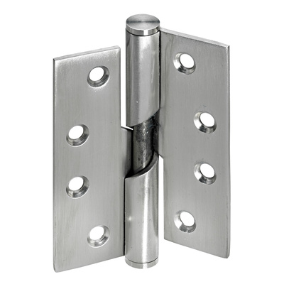 Paumelle pour porte montante, gauche, 100 x 75 x 3 mm, à gauche, Inox, brossé