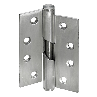 Paumelle pour porte montante, droite, 100 x 75 x 3 mm, à droite, Inox, brossé