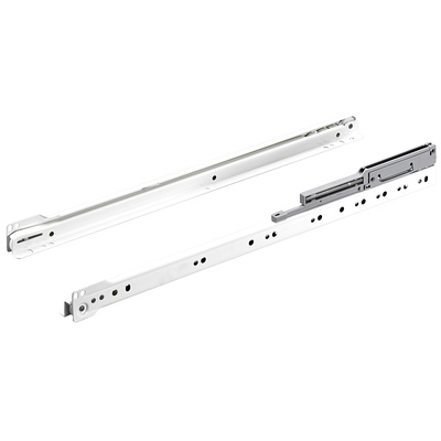 Rollschubführung Teilauszug mit integrierter Dämpfung, Nennlänge 550 mm, 20 kg, Stahl, pulverbeschichtet, weiß