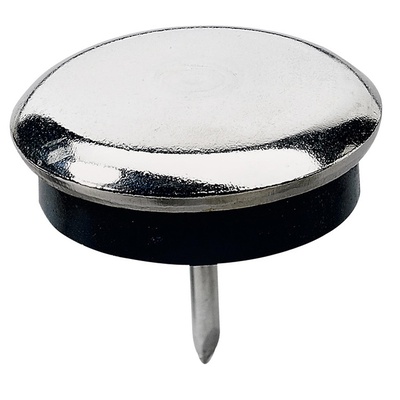 Metallgleiter mit Kunststoffscheibe zur Dämpfung zum Nageln, Ø 28 x 26 mm, Stahl, Kunststoff, vernickelt, schwarz