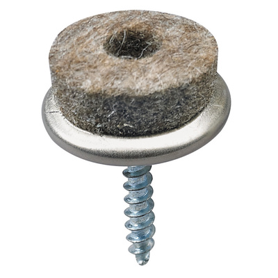 Parquet floor glides for screwing on, Ø 20 x 26 mm, steel, synthetic felt, nickel plated, grey