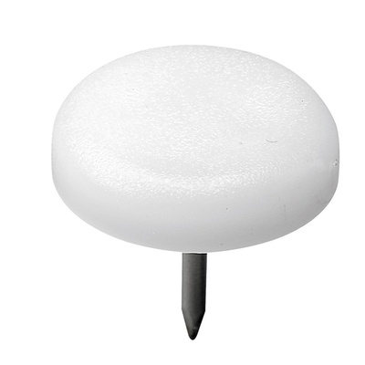 Plastic glides with pin, Ø 22 x 20 mm, plastic, steel, white