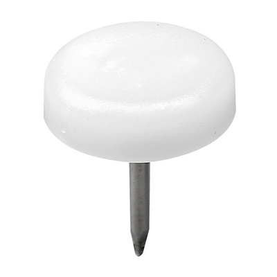 Plastic glides with pin, Ø 18 x 20 mm, plastic, steel, white