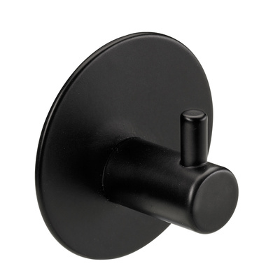 Adhesive hooks, self-adhesive, Ø 48 x 28 mm, steel matt black