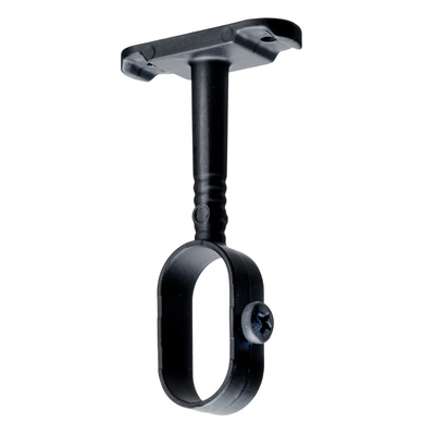 Support central de tube de penderie, oval, Distance 41 mm, Ø 15 / 30 mm, Zamak noir