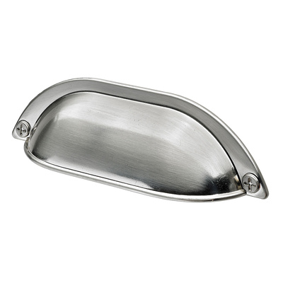 Poignée de meuble, ◘──◘ 96 mm, 36 x 25 mm, Zamak, Aspect inox