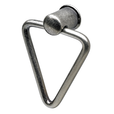 Bouton de meuble, 58 x 70 mm, Zamak, couleur argent, bruni