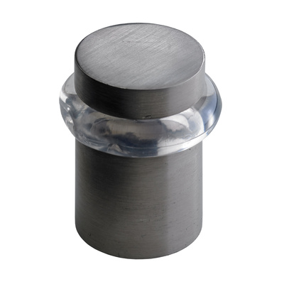 Door stop for screwing on, Ø 28/36 x 44 mm, die-cast zinc, stainless steel look