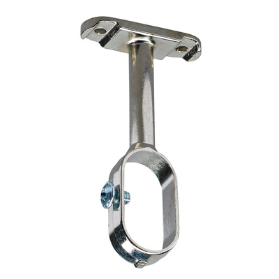 Support central de tube de penderie, oval, avec vis de fixation, Ø 15 / 30 mm, Zamak nickelée