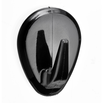 Hook, self adhesive, 30 x 38 x 22 mm, plastic black