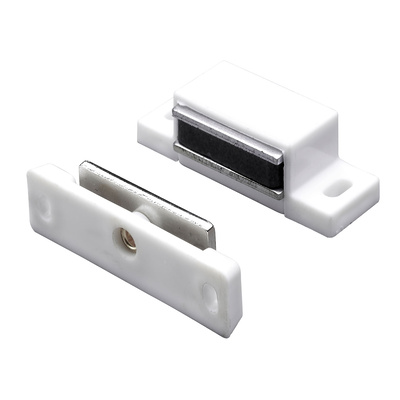 Loqueteaux magnétiques 4 kg, Contre-plaque déplaçable, 45 x 14 x 15 mm, zingué, blanc