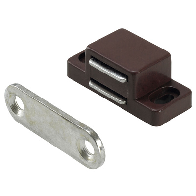 Loqueteaux magnétiques 2 kg, Contre-plaque rigide, 35 x 15 x 13 mm, zingué, brun