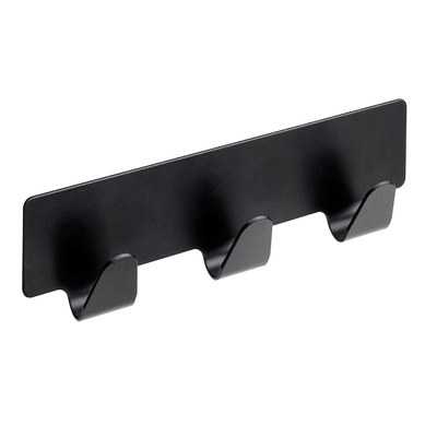 Hakenleiste selbstklebend, 3 Haken, 120 x 31 x 20 mm, Edelstahl schwarz