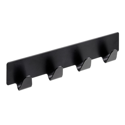 Hakenleiste selbstklebend, 4 Haken, 160 x 31 x 20 mm, Edelstahl schwarz