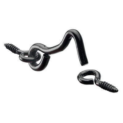 Sturmhaken mit Öse, 40 x 16 mm, Stahl, schwarz