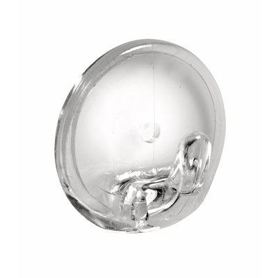 Hook, self adhesive, Ø 36 x 20 mm, plastic transparent