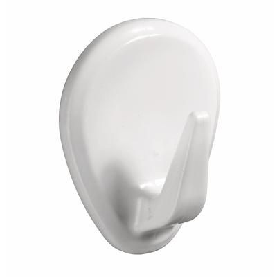 Hook, self adhesive, 30 x 38 x 22 mm, plastic white