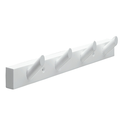 Hakenleiste, 4 Haken, 400 x 65 x 60 mm, Buche weiß