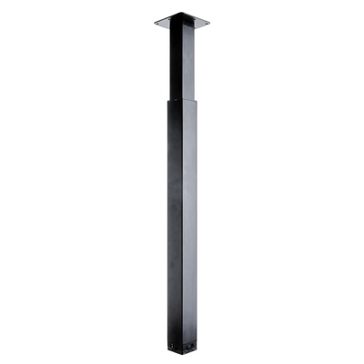 Furniture leg with large height adjustability, 700 - 1100 x 60 x 60 mm, steel, plastic, matt black