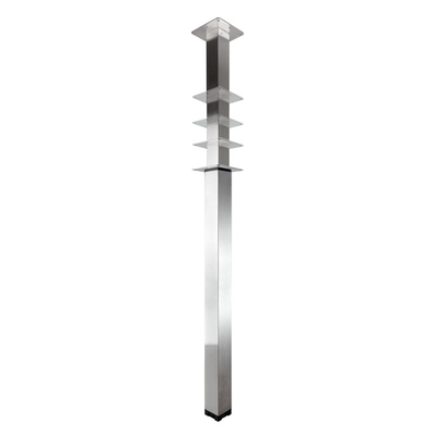 Furniture leg with large height adjustability, 700 - 1100 x 60 x 60 mm, steel, plastic, stainless steel look