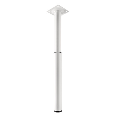 Furniture leg with large height adjustability, 210 - 350 x Ø 30 mm, steel, plastic, white, matt