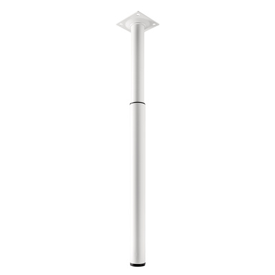 Furniture leg with large height adjustability, 300 - 500 x Ø 30 mm, steel, plastic, white, matt