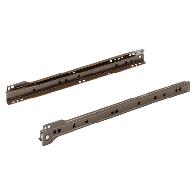 Roller runner system part-extension slide, Nominal length 350 mm, 15 kg, steel, powder coated, brown
