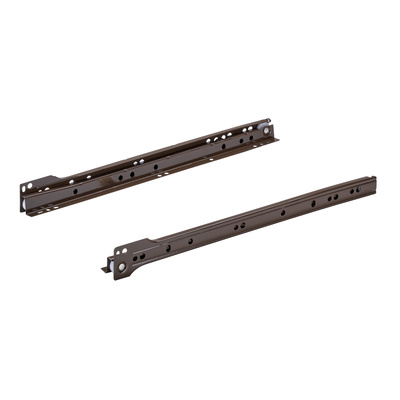 Rollschubführung Teilauszug, Nennlänge 350 mm, 15 kg, Stahl, pulverbeschichtet, braun