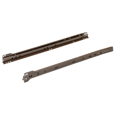Roller runner system part-extension slide FR 302, Nominal length 500 mm, 15 kg, steel, powder coated, brown