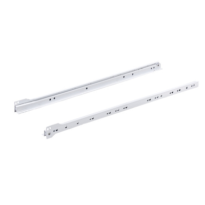 Rollschubführung Teilauszug, Nennlänge 600 mm, 15 kg, Stahl, pulverbeschichtet, weiß